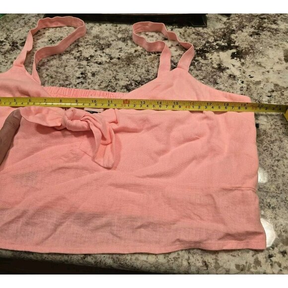 Universal Thread Women's Tie-Front Cropped Tank Top - Size XXL Plus Pink Parasol - Picture 9 of 11